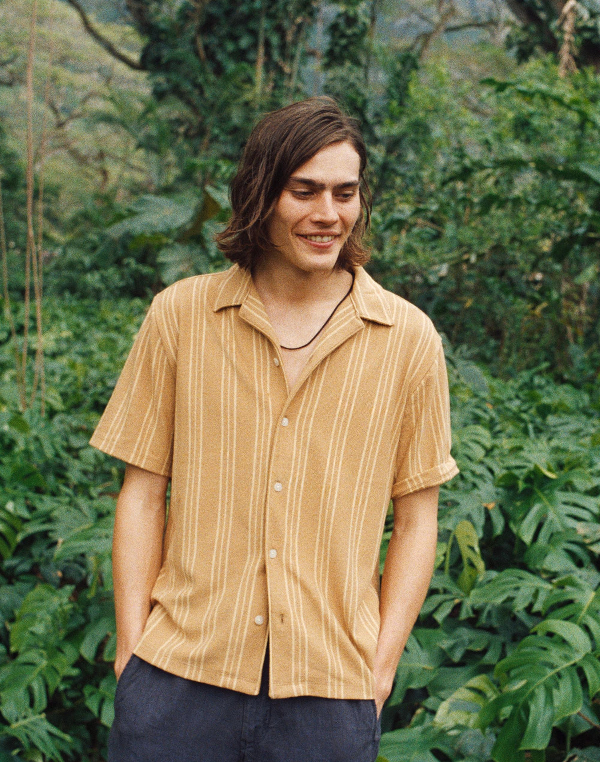 The Camp Shirt in Seaport Terry Golden Khaki | Madewell Everyday
