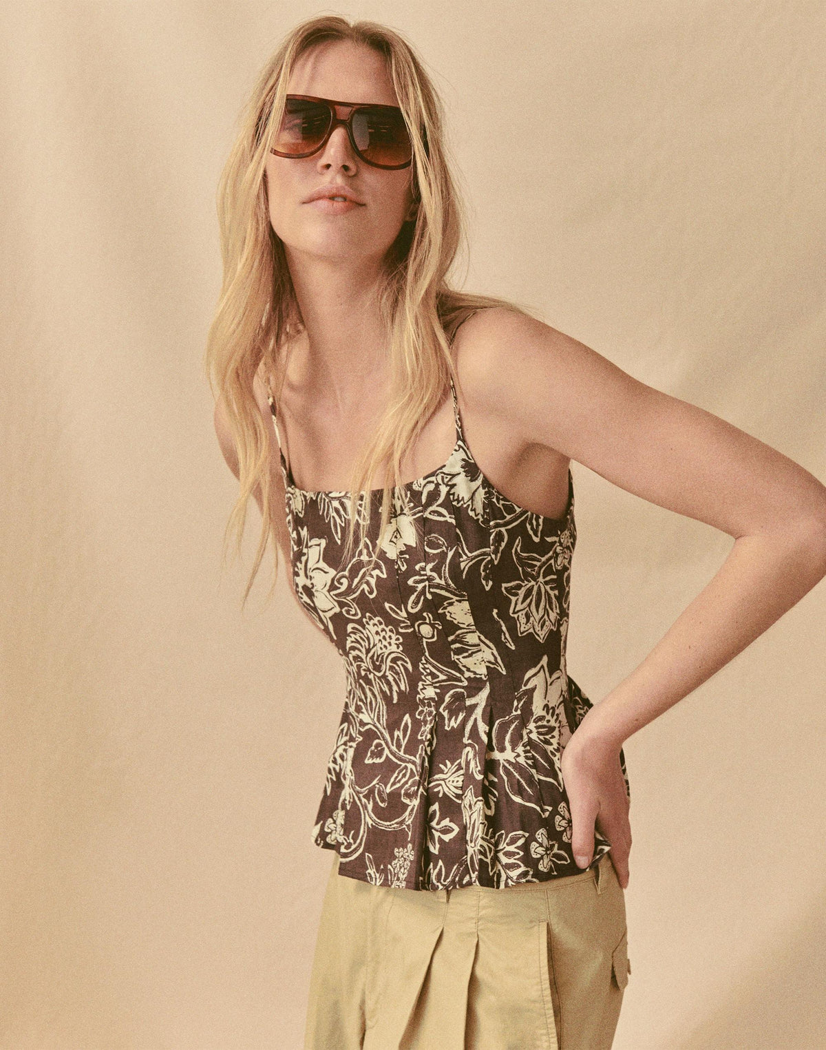 Darted Peplum Cami Top Dark Brown | Madewell Exclusive