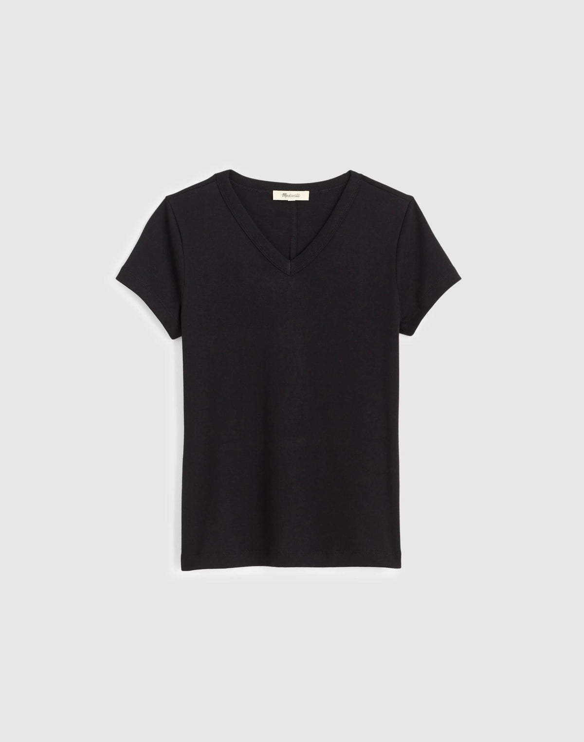 The '90s V-Neck Baby Tee in Compact Cotton Jet Black | Madewell Deals