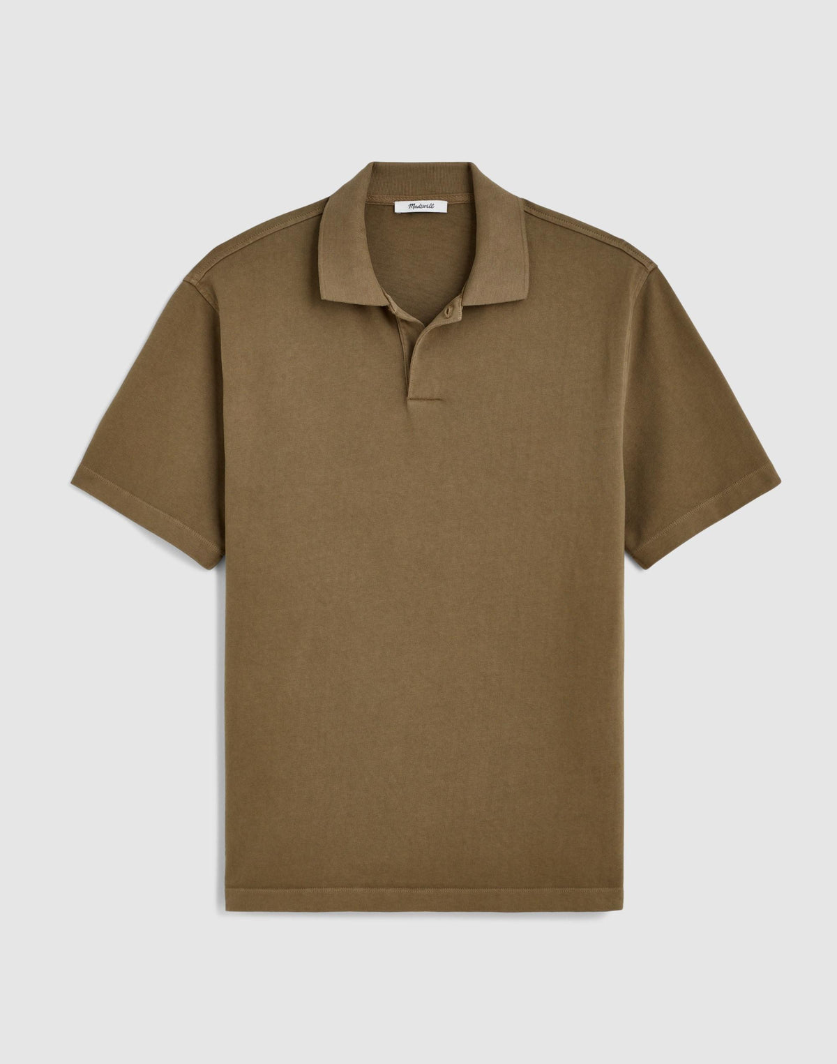 Short-Sleeve Compact-Knit Polo Olive Stone | Madewell Smart Buy