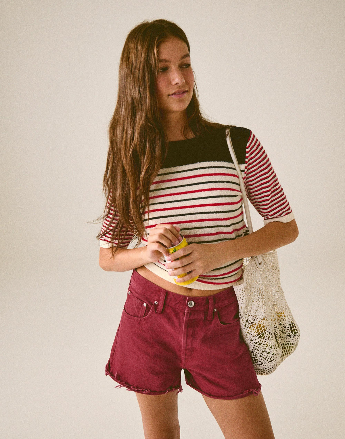 Bouclé-Knit Sweater Tee Red And Navy Multi Stripe | Madewell Signature
