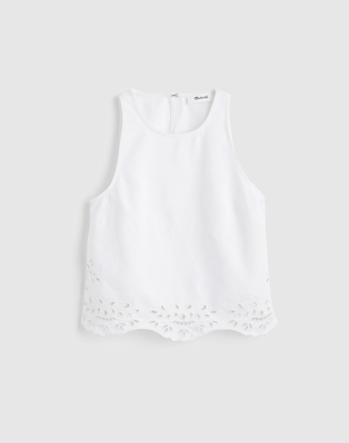 Denim Eyelet Shell Top in Tile White Tile White | Madewell Best Seller