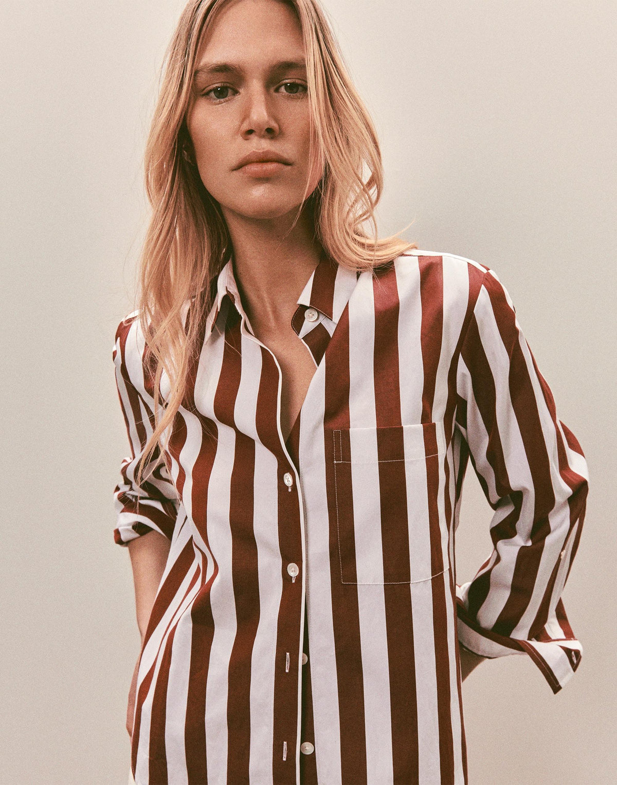 The Signature Y-Neck Shirt in Poplin Dusty Merlot | Madewell Recommended