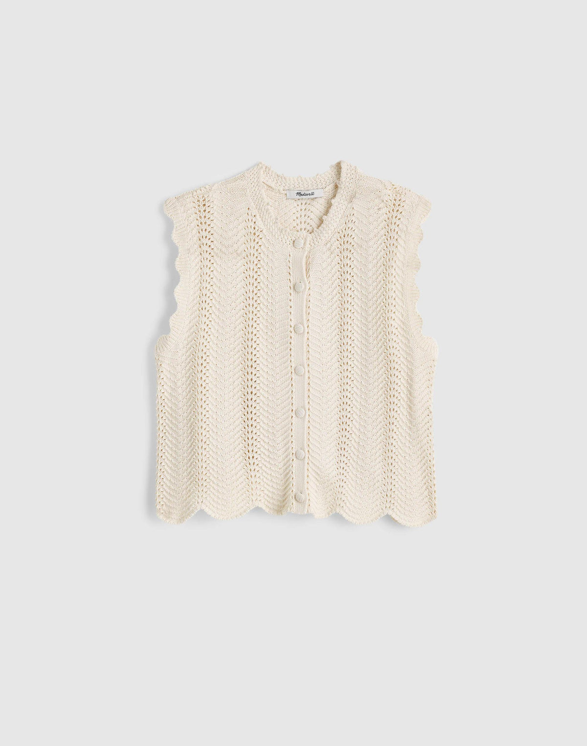 Wavy-Knit Button-Front Shell Top Vintage Ivory | Madewell Recommended