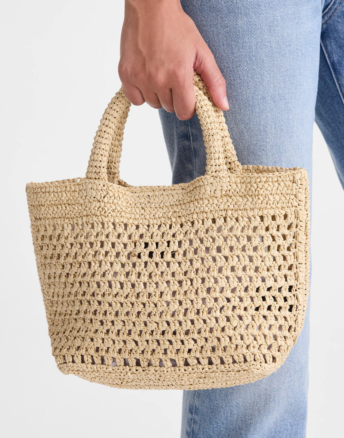 The Woven Mini Tote Natural Beaded Multi | Madewell Signature