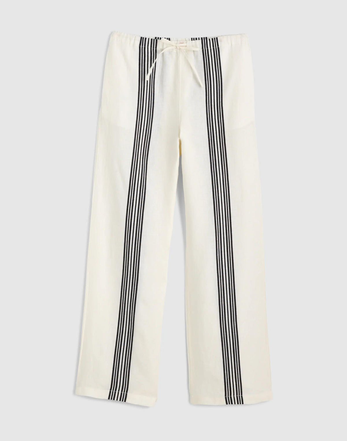 Pull-On Pants in Linen Blend Bold Placement Stripe Black | Madewell Sale