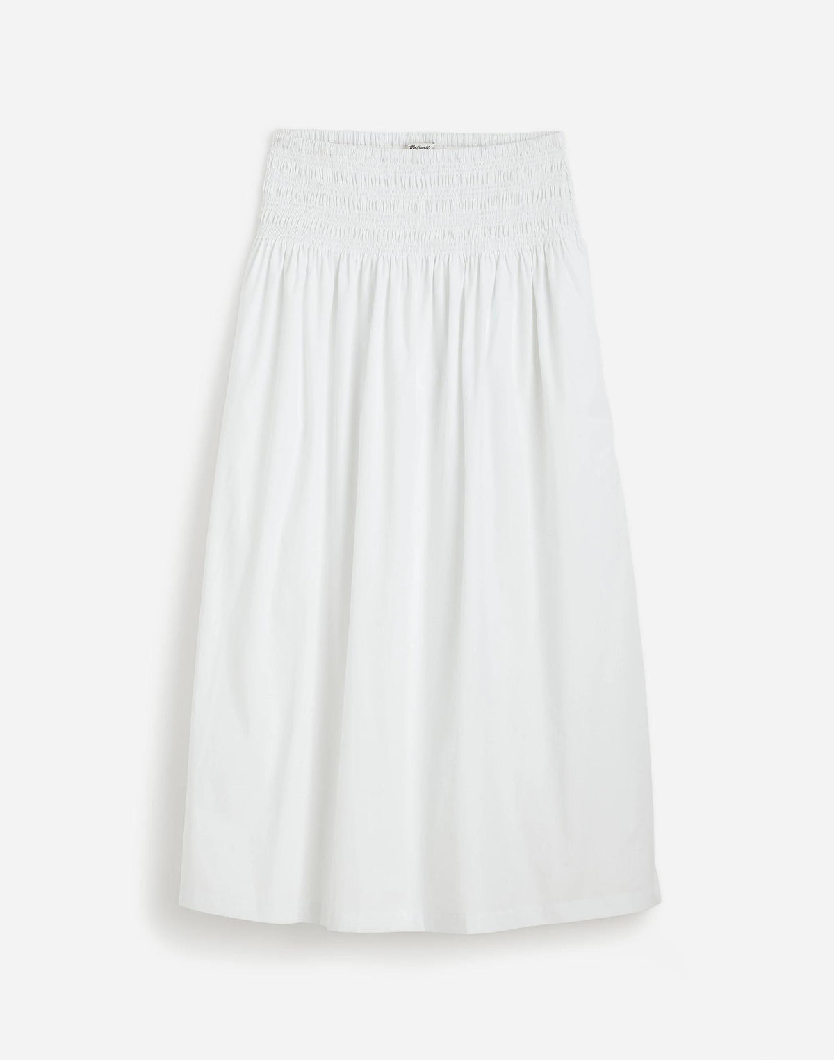 Smocked-Waist Midi Skirt in Poplin White | Madewell Special Offer