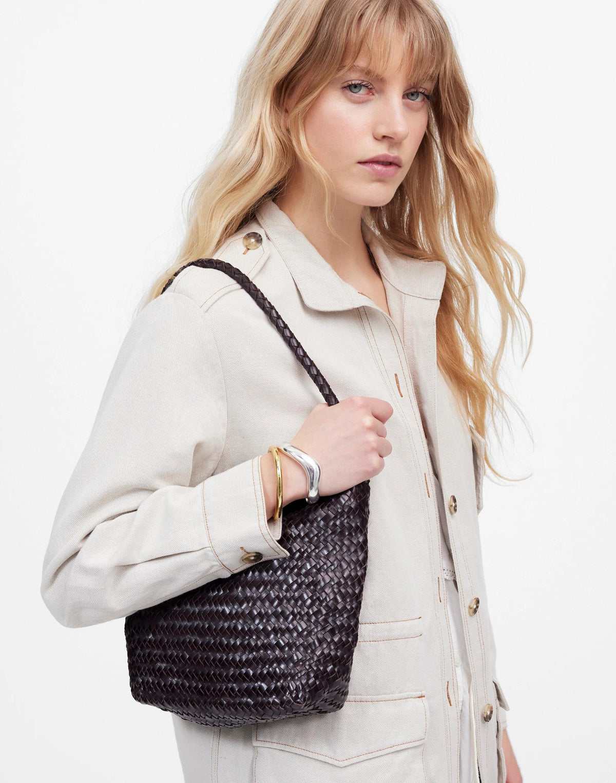 The Signature Woven Shoulder Bag Golf Green | Madewell Value