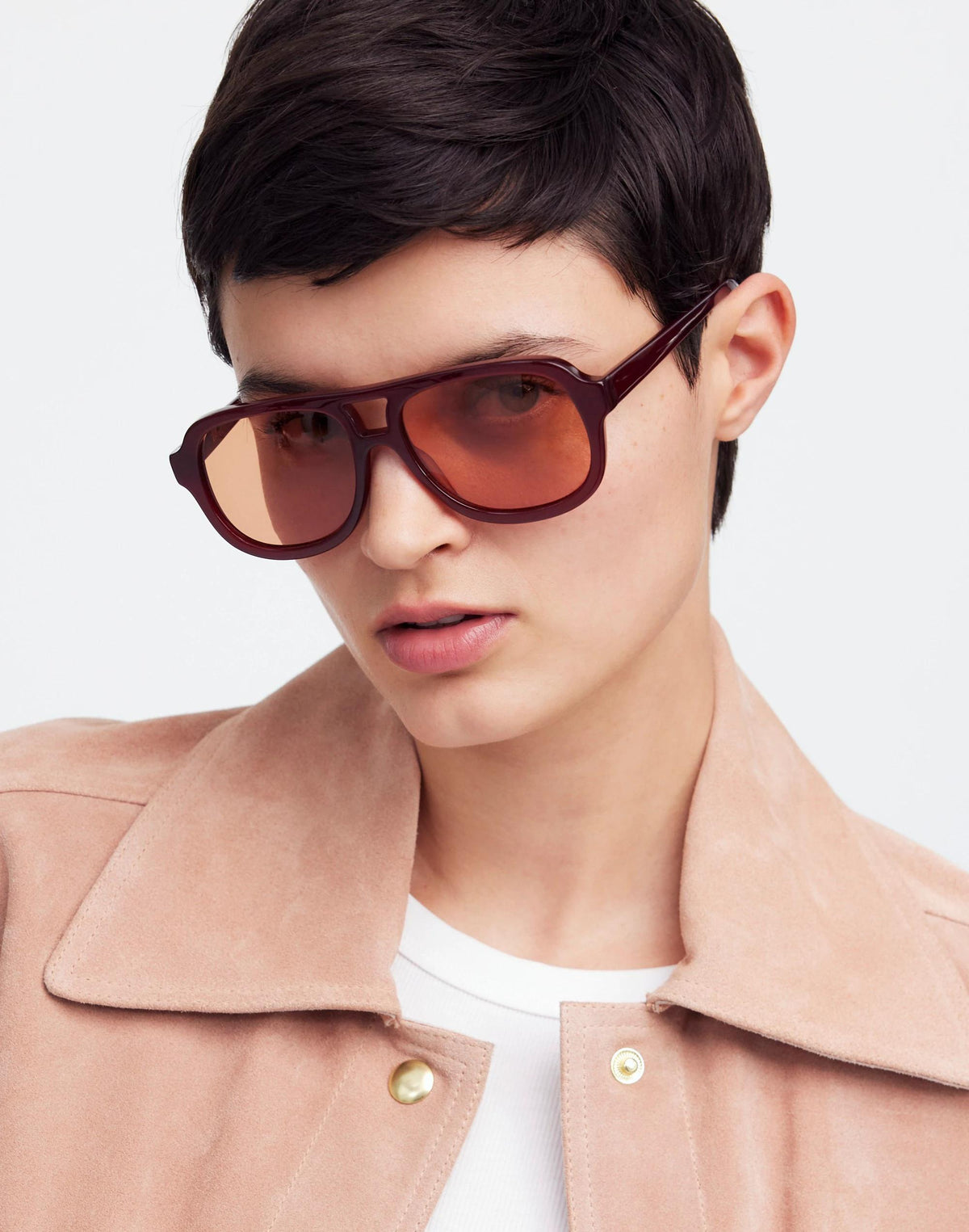 Logaan Aviator Sunglasses Dark Cinnabar | Madewell Signature