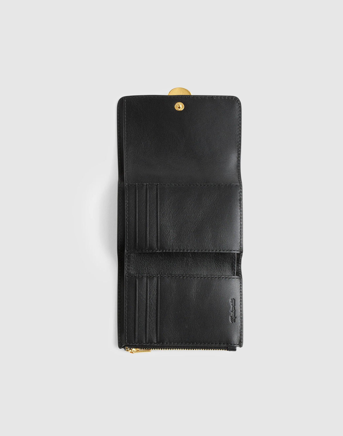 The Sculpted Metal Trifold Wallet True Black | Madewell Top Pick