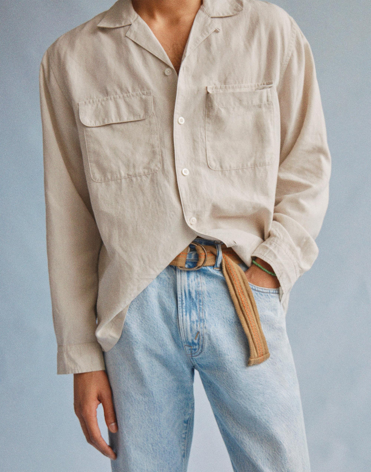 The Long-Sleeve Camp Shirt in Archive Linen Blend Form Grey | Madewell Popular
