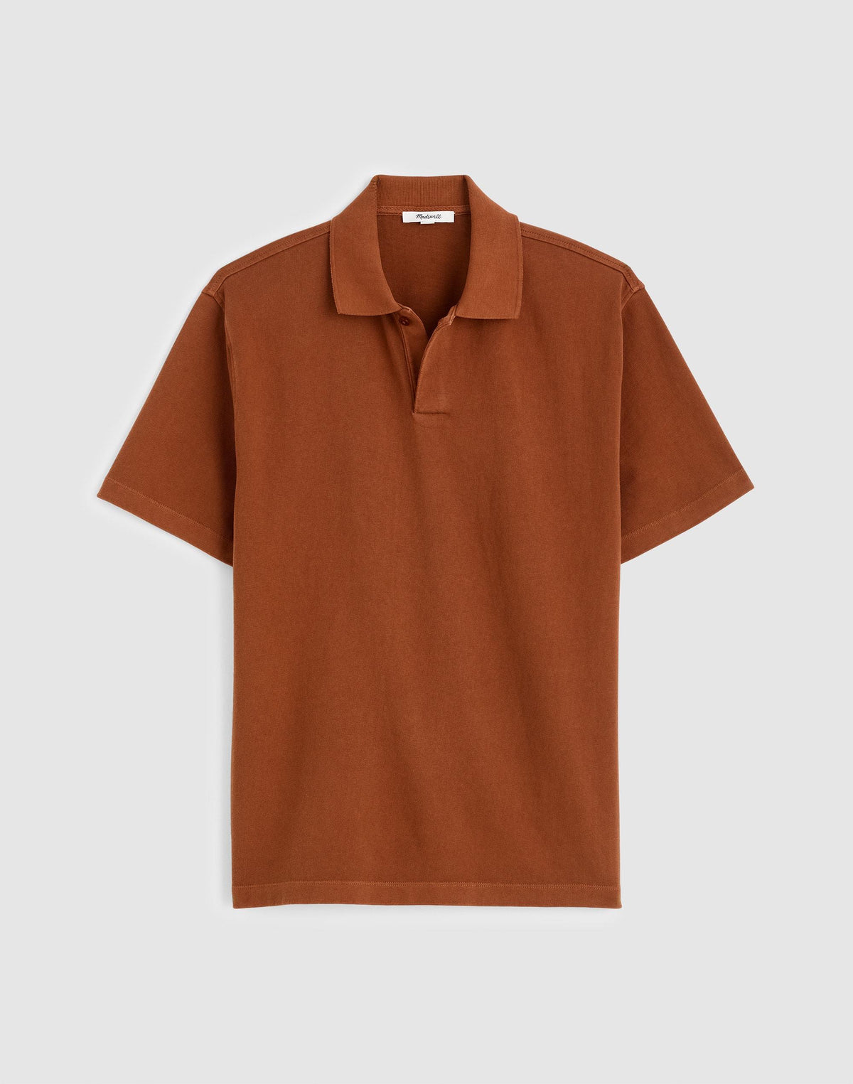 Short-Sleeve Compact-Knit Polo Cinnamon Stick | Madewell Smart Buy