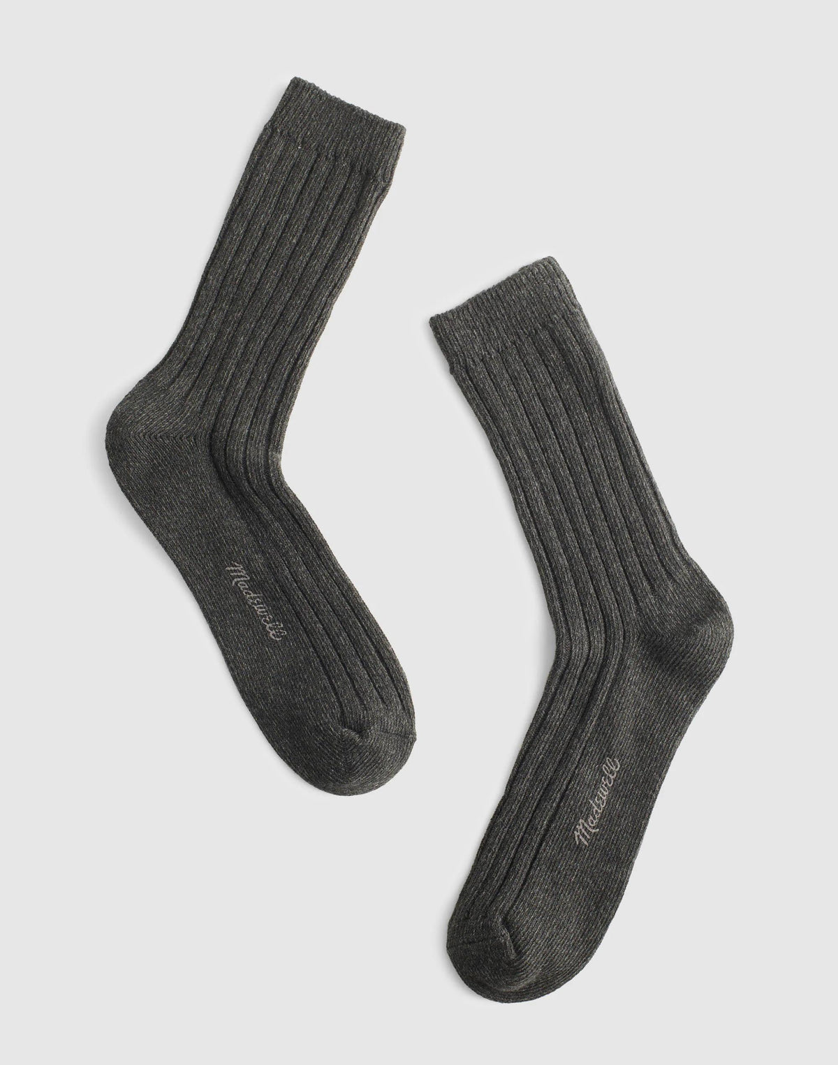 Ribbed Crew Socks in Cotton Hthr Dark Grey | Madewell New