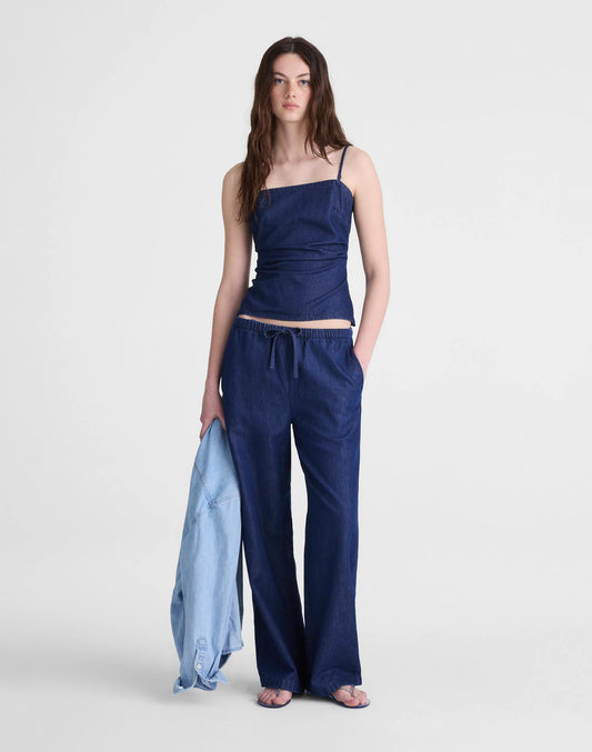 Airy Denim Ruched Squareneck Tank Nostalgic Blue | Madewell Sale