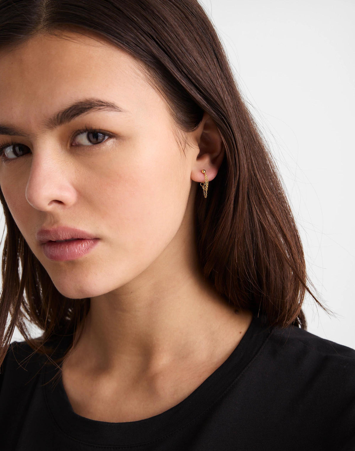 Demi-Fine Triple-Chain Stud Earrings 14k Gold | Madewell Customer Favorite