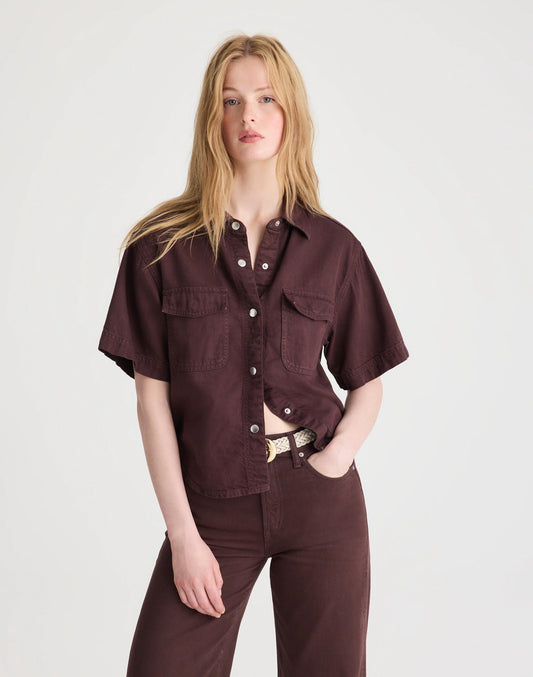 Airy Denim Utility-Pocket Shirt Burnt Cocoa | Madewell Great Value