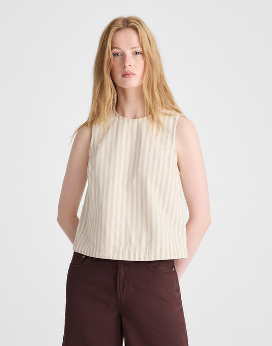 Denim Boxy Shell Top Khaki Sand Stripe | Madewell Everyday