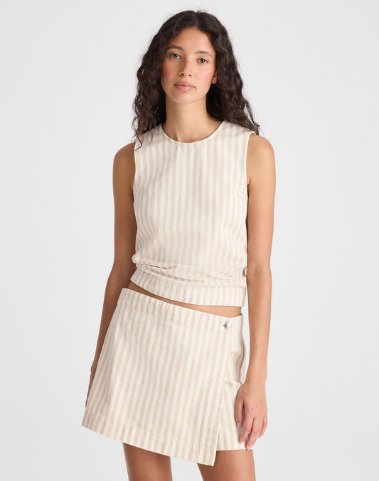 Denim Wrap Mini Skort Khaki Sand Stripe | Madewell Best Seller