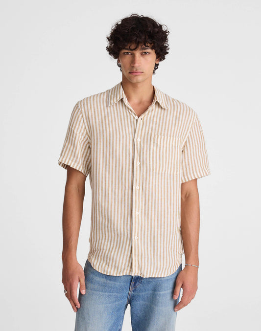 The Allday Short-Sleeve Shirt in Linen Golden Khaki | Madewell Customer Favorite