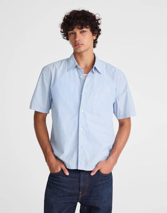 Boxy Cropped Shirt in Crisp Poplin Tranquil Blue | Madewell Popular