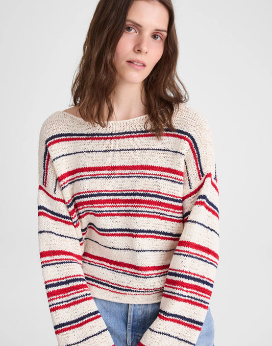 Boatneck Pullover Sweater Ivory Stripe | Madewell Special Offer
