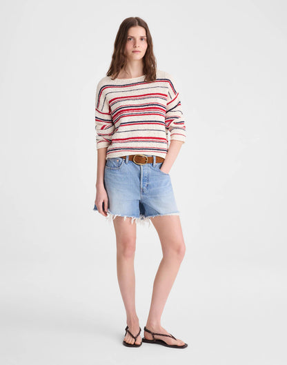 Boatneck Pullover Sweater Ivory Stripe | Madewell Special Offer