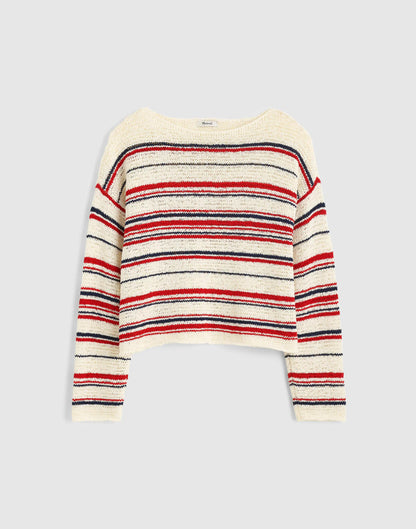 Boatneck Pullover Sweater Ivory Stripe | Madewell Special Offer