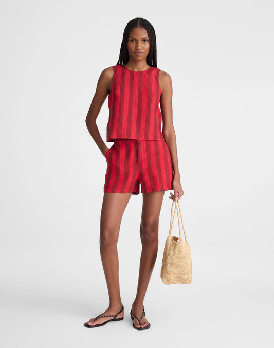 The Zoe Short in 100% Linen Enamel Red | Madewell Great Value