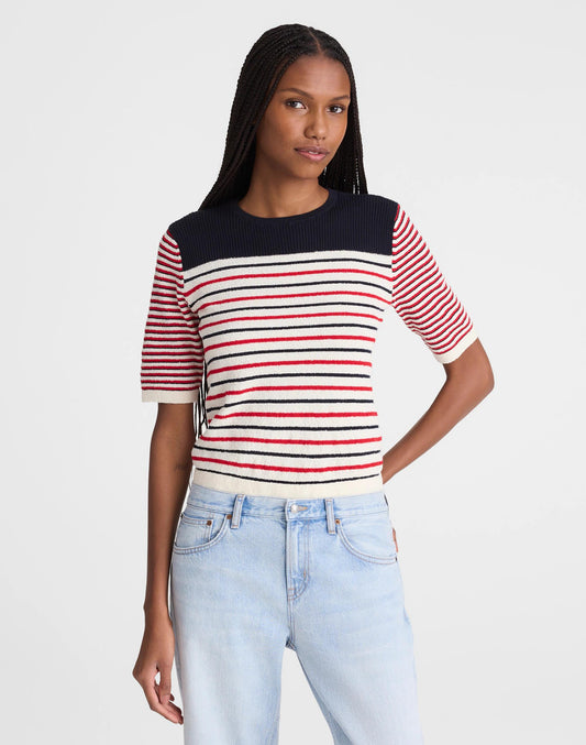 Bouclé-Knit Sweater Tee Red And Navy Multi Stripe | Madewell Signature