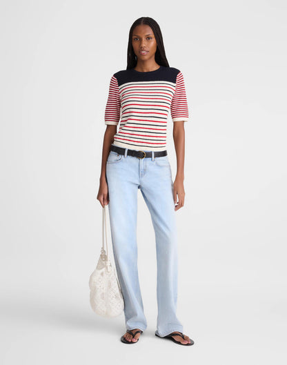 Bouclé-Knit Sweater Tee Red And Navy Multi Stripe | Madewell Signature