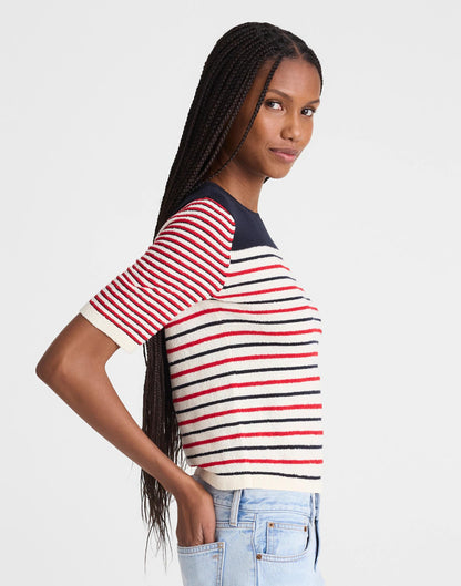 Bouclé-Knit Sweater Tee Red And Navy Multi Stripe | Madewell Signature