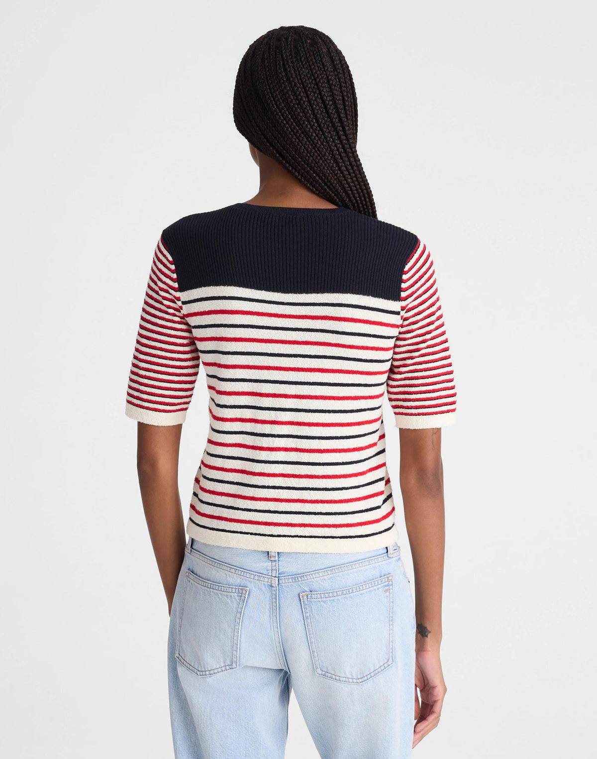 Bouclé-Knit Sweater Tee Red And Navy Multi Stripe | Madewell Signature