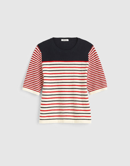 Bouclé-Knit Sweater Tee Red And Navy Multi Stripe | Madewell Signature