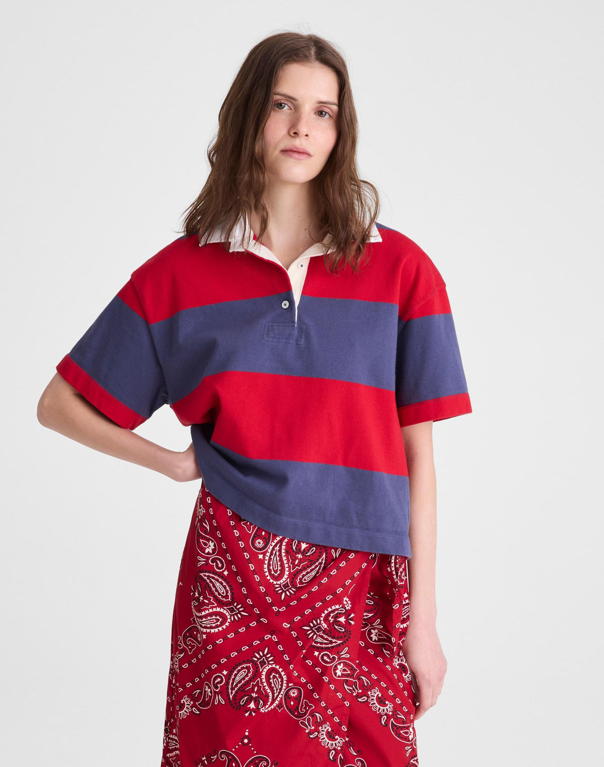Boxy Rugby Polo Varsity Red And Navy Stripe | Madewell Discount