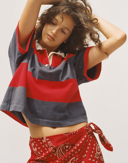 Boxy Rugby Polo Varsity Red And Navy Stripe | Madewell Discount