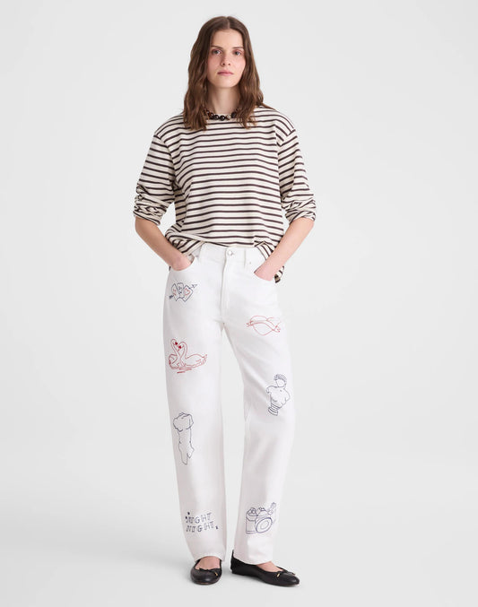 Embroidered Slim Boyfriend Jean Tile White | Madewell Classic