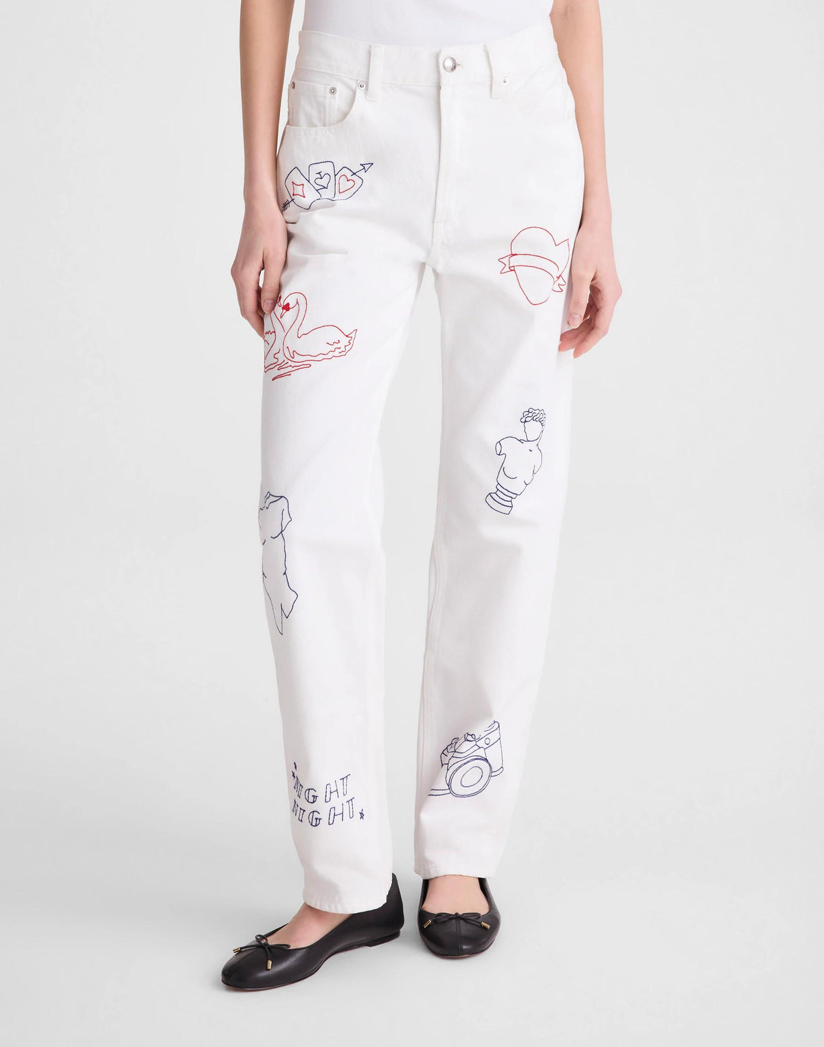 Embroidered Slim Boyfriend Jean Tile White | Madewell Classic