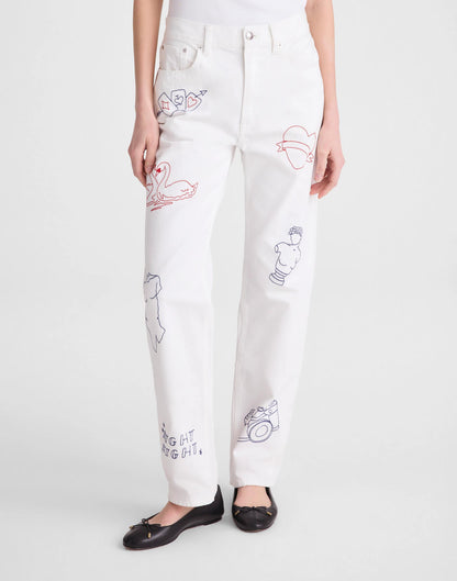 Embroidered Slim Boyfriend Jean Tile White | Madewell Classic