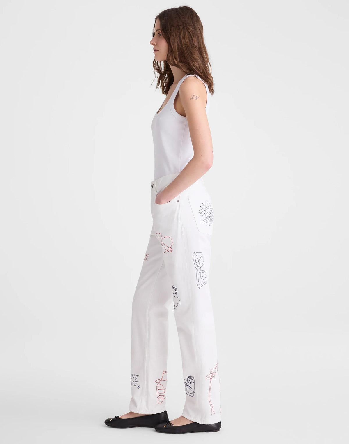 Embroidered Slim Boyfriend Jean Tile White | Madewell Classic