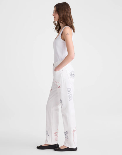 Embroidered Slim Boyfriend Jean Tile White | Madewell Classic