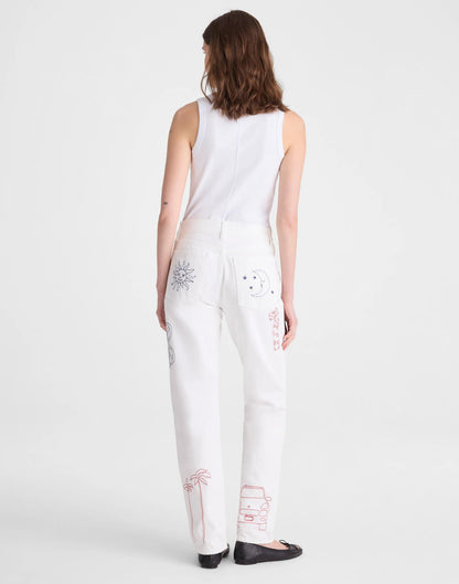 Embroidered Slim Boyfriend Jean Tile White | Madewell Classic