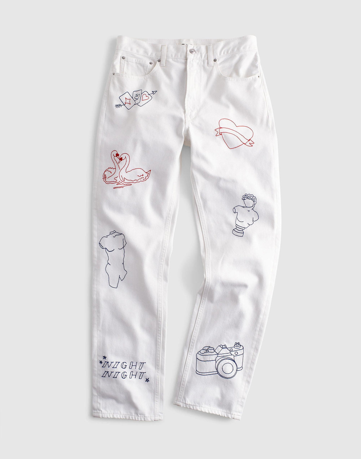 Embroidered Slim Boyfriend Jean Tile White | Madewell Classic