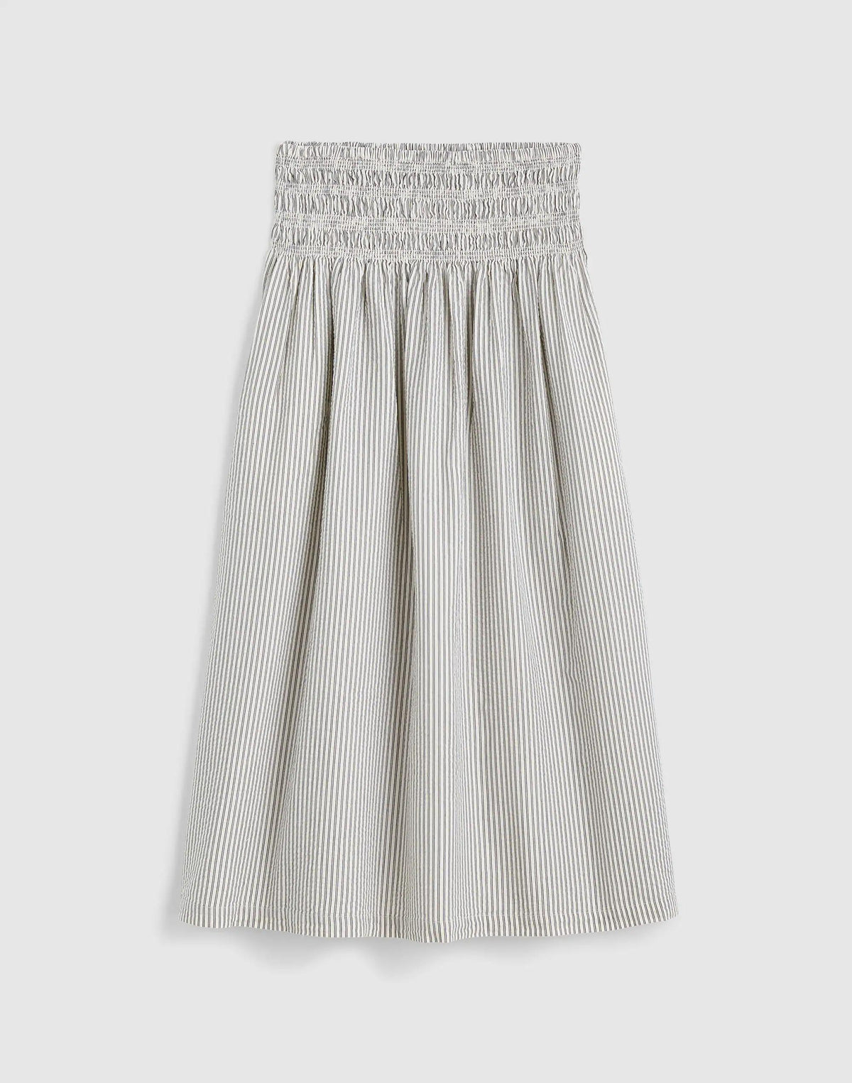 Sophia Midi Skirt in Seersucker Black Vintage Ivory Yarndye | Madewell Special Offer
