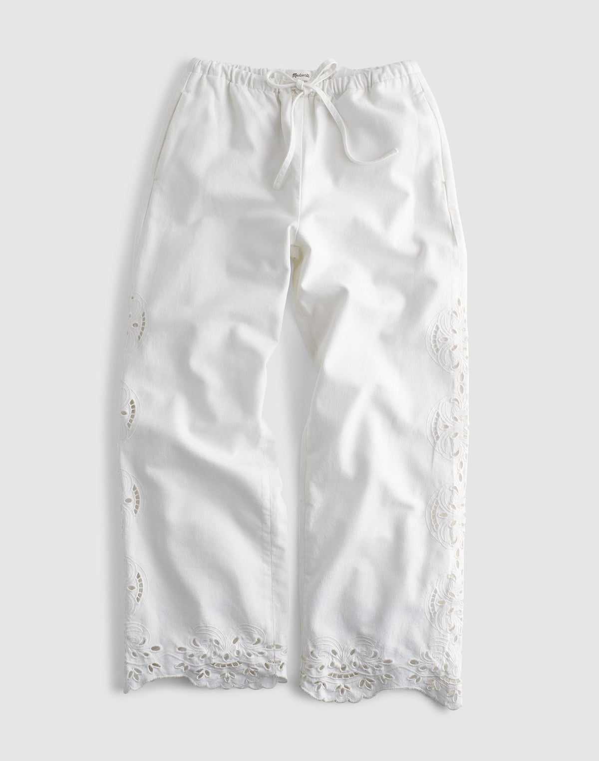 Embroidered Denim Pull-On Pants Tile White | Madewell New