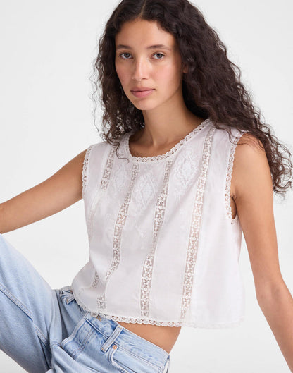 Embroidered Lace-Insert Top White | Madewell Trusted
