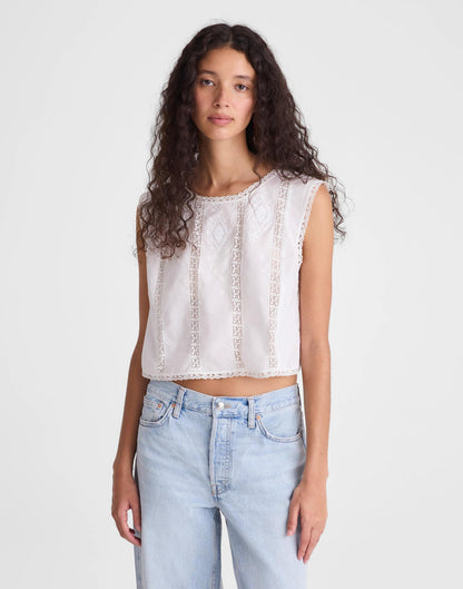Embroidered Lace-Insert Top White | Madewell Trusted