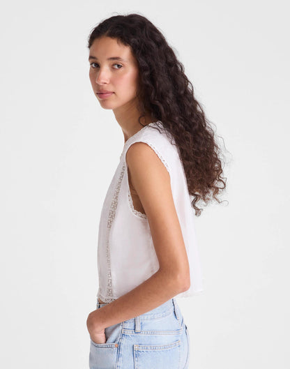 Embroidered Lace-Insert Top White | Madewell Trusted