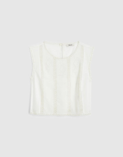 Embroidered Lace-Insert Top White | Madewell Trusted
