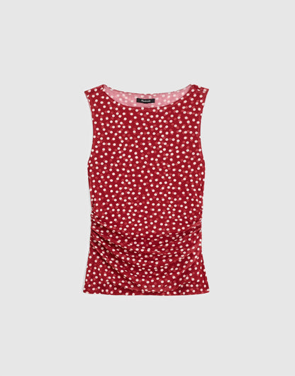 Cinched Double-Layered Mesh Top Red Currant | Madewell Top Pick