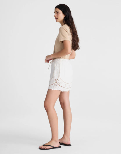 Eyelet Drawstring Shorts in 100% Linen Ivory Linen | Madewell Classic